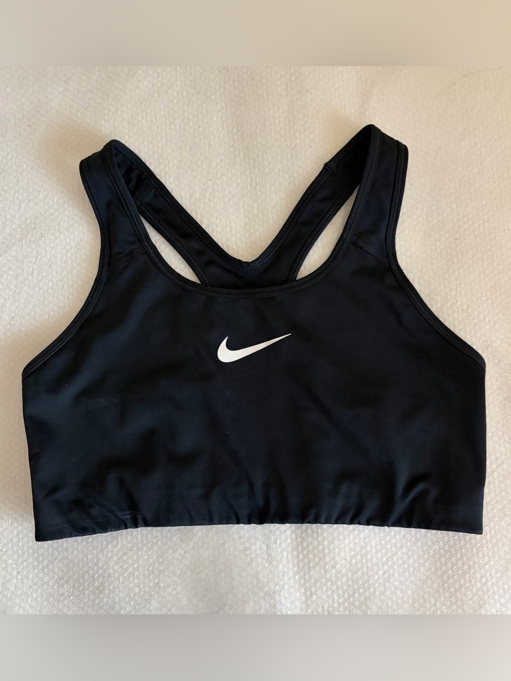 Nike Black Racerback Sports Bra with White Swoosh Sz L